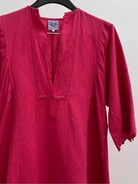 Thierry Colson Rachel scalloped linen mini tunic dress kaftan M quiet luxury